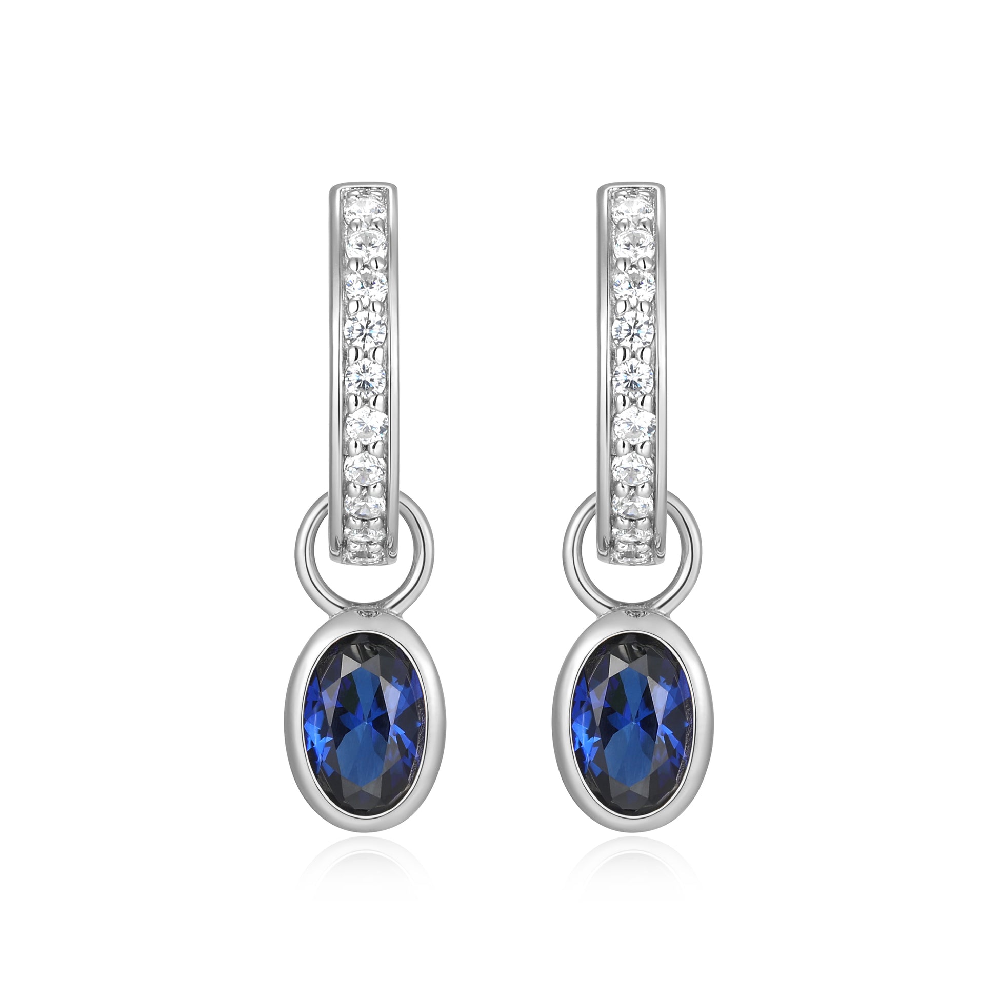 BE0229W - September Birthstone Charm Huggie Earrings | m by monte luna