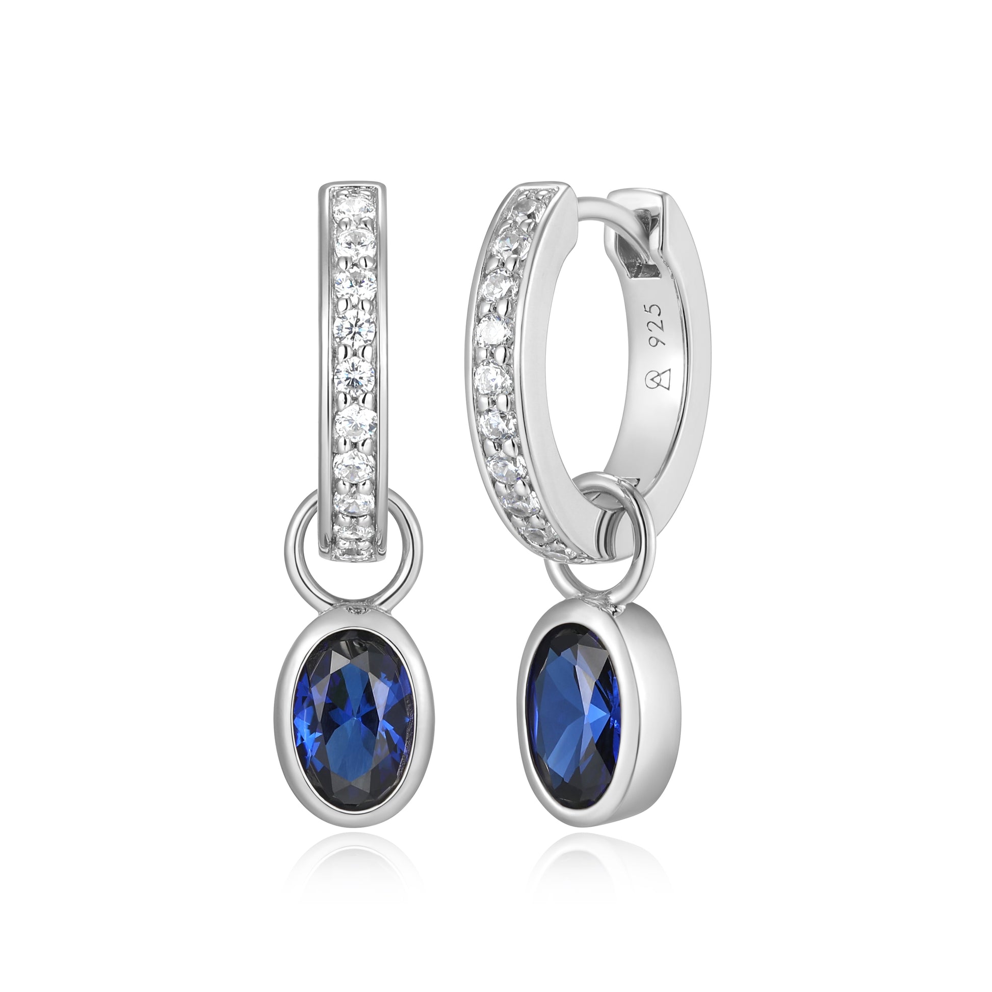 BE0229W - September Birthstone Charm Huggie Earrings | m by monte luna