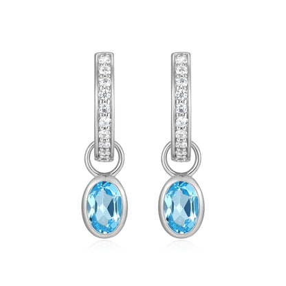 BE0223W - December Birthstone Charm Huggie Earrings | m by monte luna