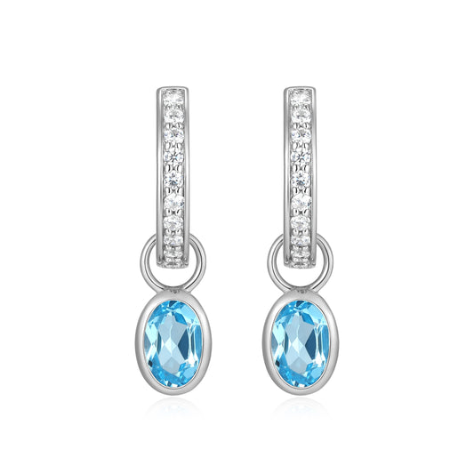 BE0223W - December Birthstone Charm Huggie Earrings | m by monte luna