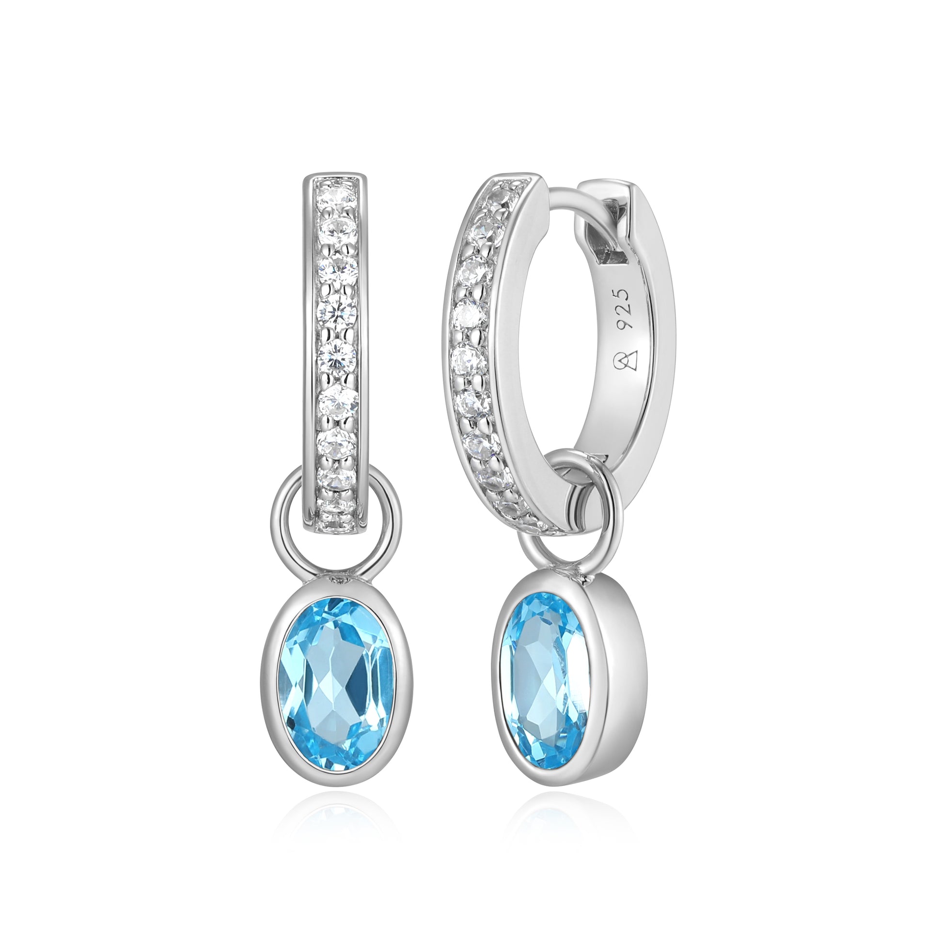 BE0223W - December Birthstone Charm Huggie Earrings | m by monte luna