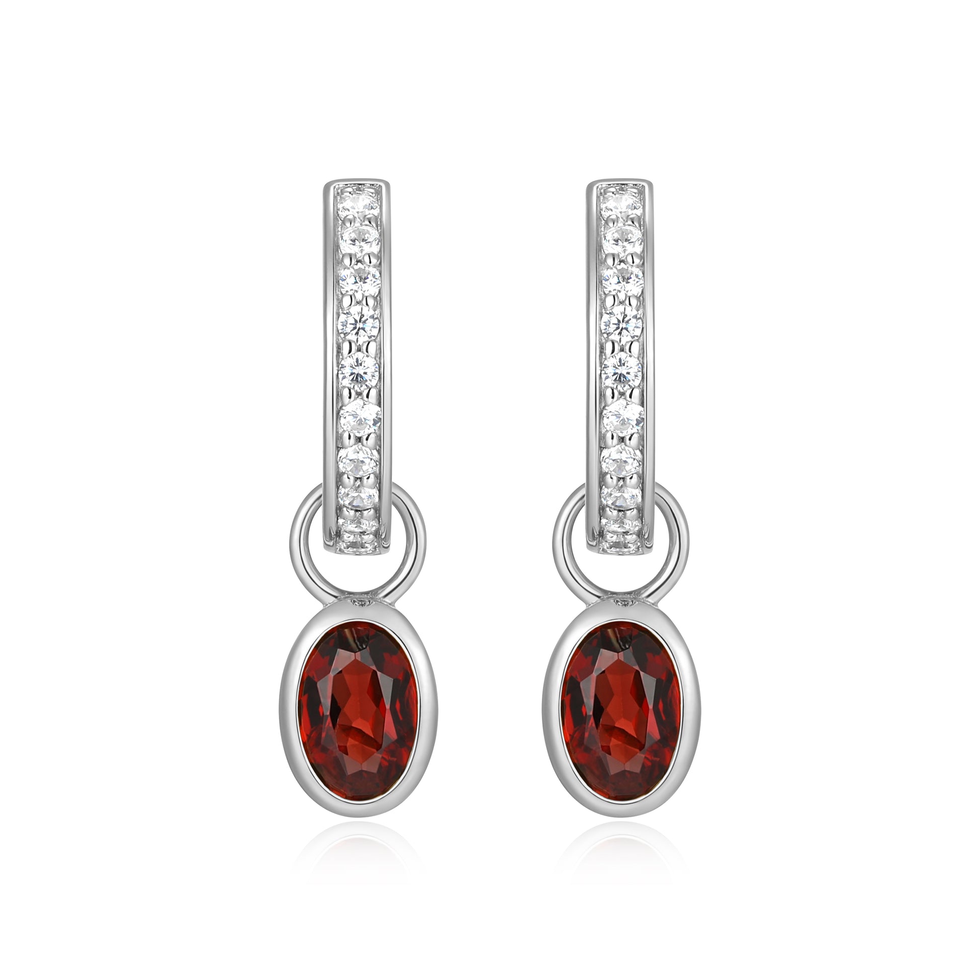 BE0221W - January Birthstone Charm Huggie Earrings | m by monte luna