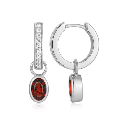 BE0221W - January Birthstone Charm Huggie Earrings | m by monte luna