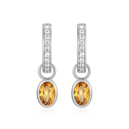 BE0231W - November Birthstone Charm Huggie Earrings | m by monte luna