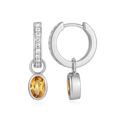 BE0231W - November Birthstone Charm Huggie Earrings | m by monte luna