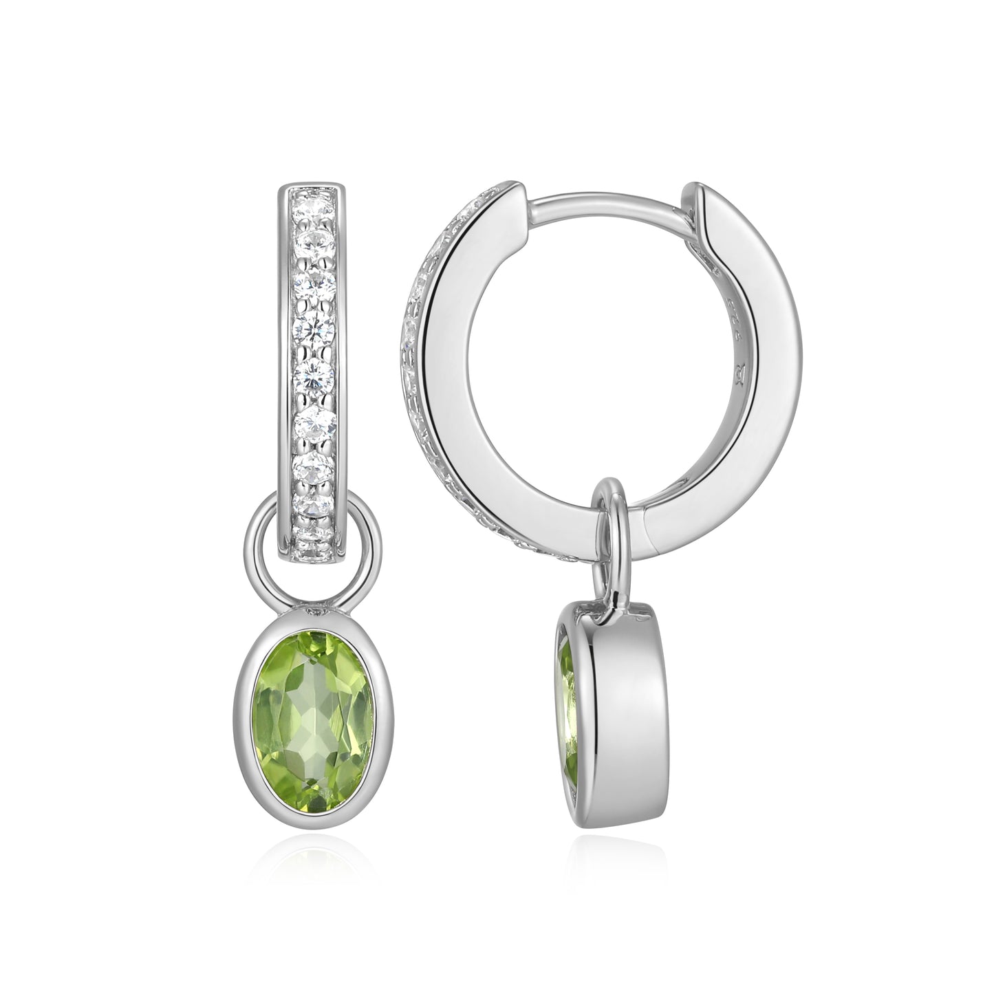 BE0228W - August Birthstone Charm Huggie Earrings | m by monte luna