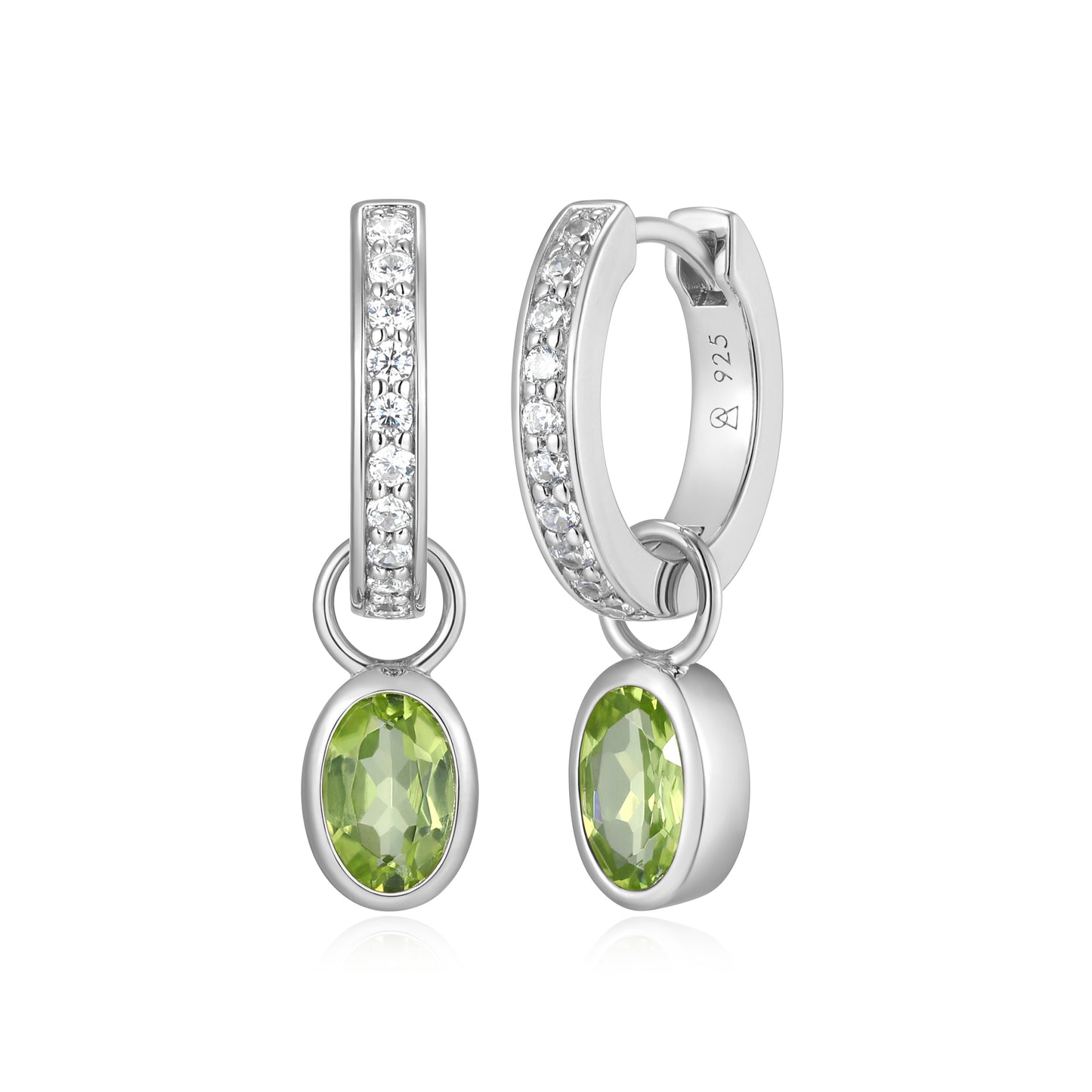 BE0228W - August Birthstone Charm Huggie Earrings | m by monte luna