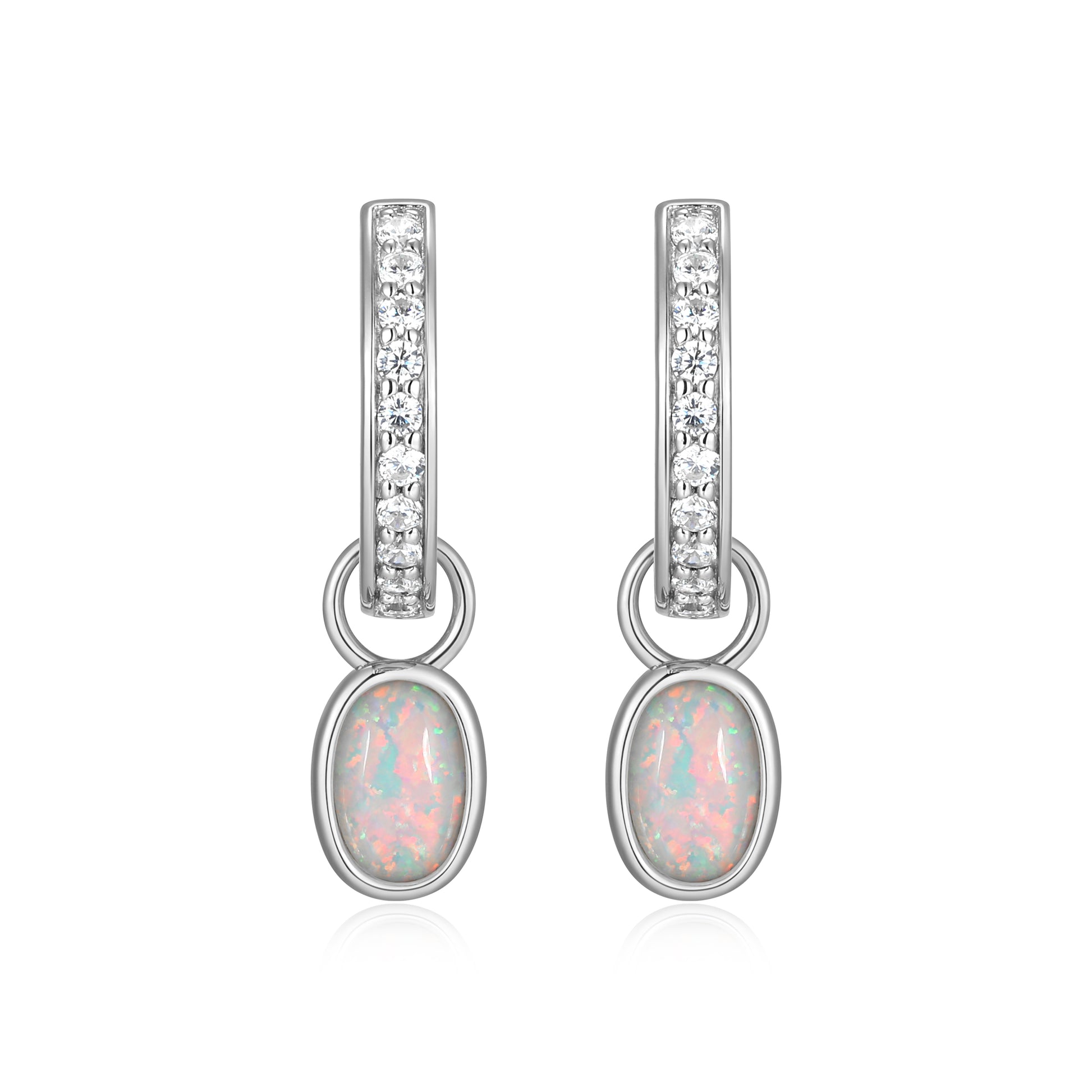 BE0230W - October Birthstone Charm Huggie Earrings | m by monte luna