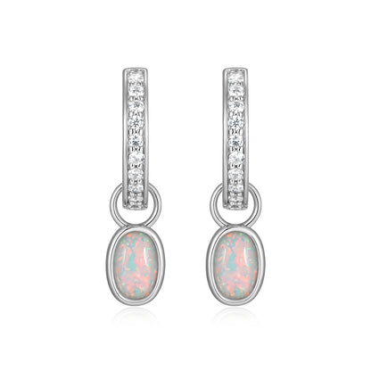 BE0230W - October Birthstone Charm Huggie Earrings | m by monte luna