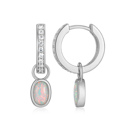 BE0230W - October Birthstone Charm Huggie Earrings | m by monte luna