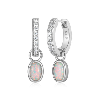 BE0230W - October Birthstone Charm Huggie Earrings | m by monte luna