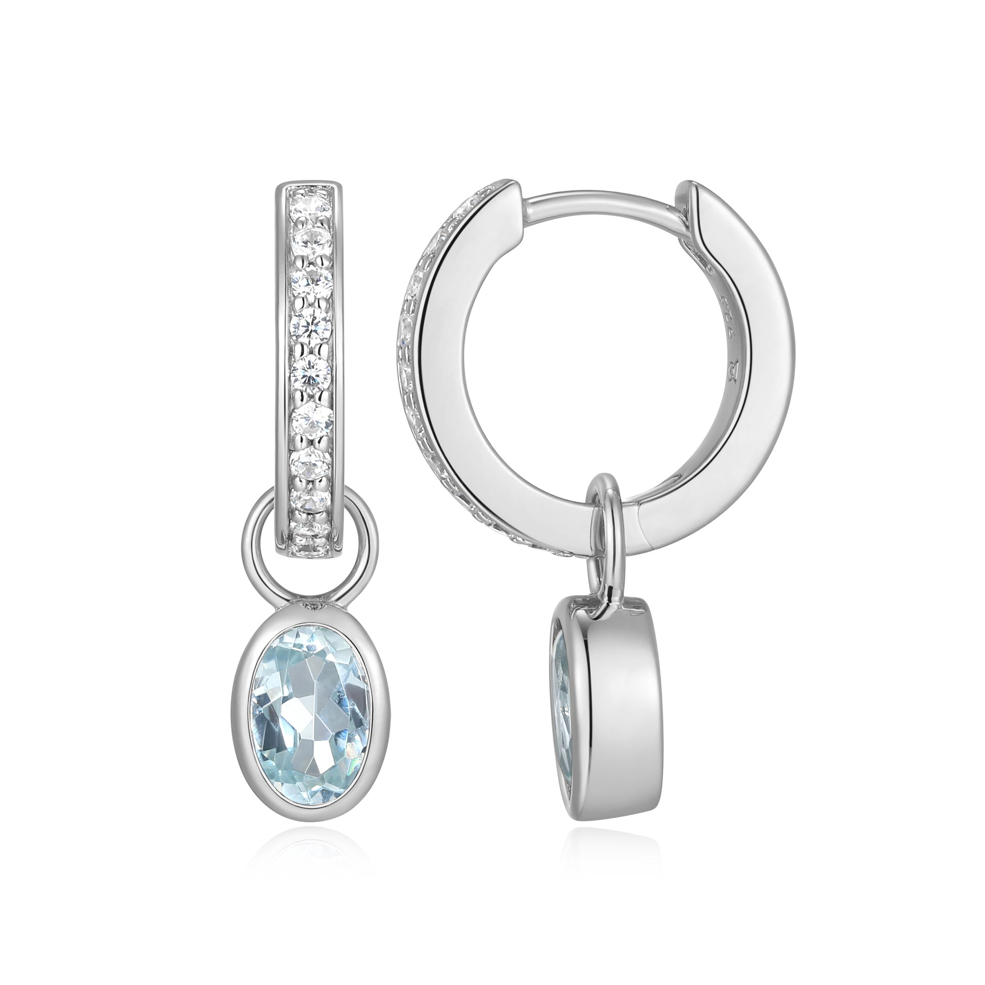 BE0232W - March Birthstone Charm Huggie Earrings | m by monte luna