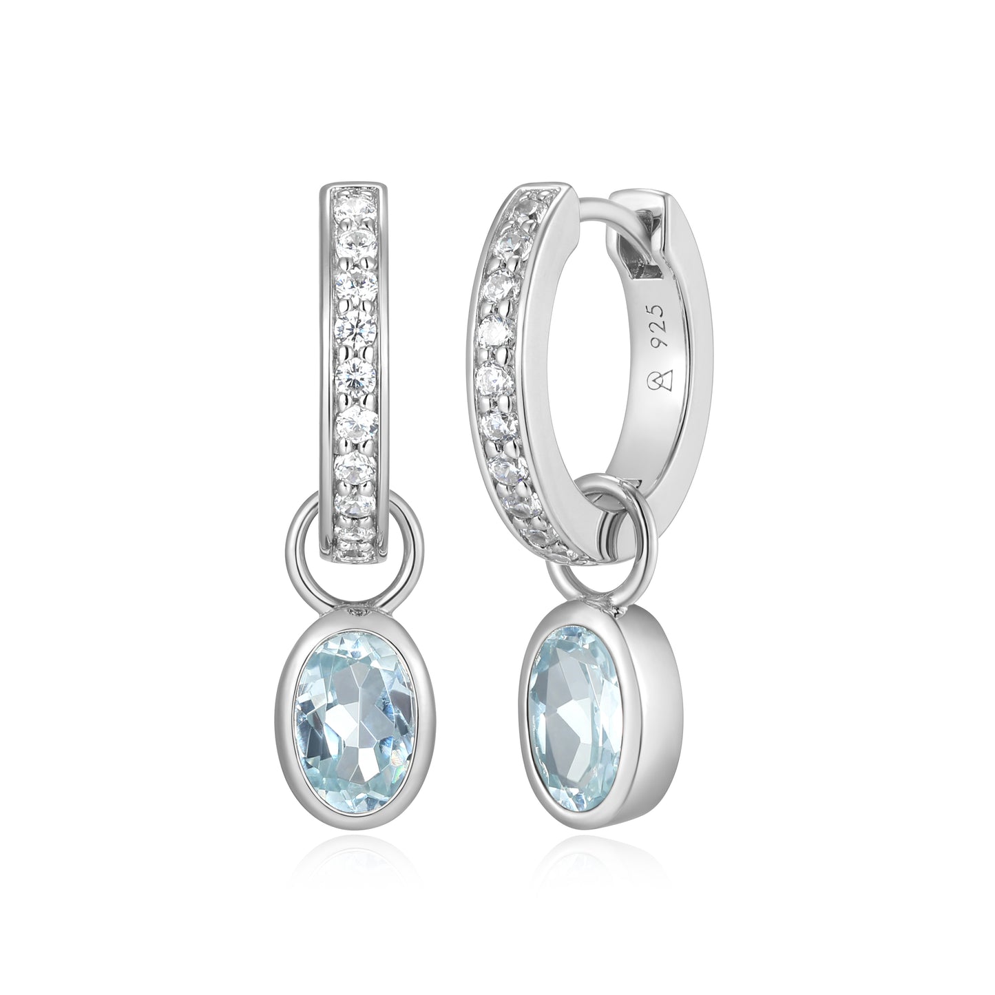 BE0232W - March Birthstone Charm Huggie Earrings | m by monte luna