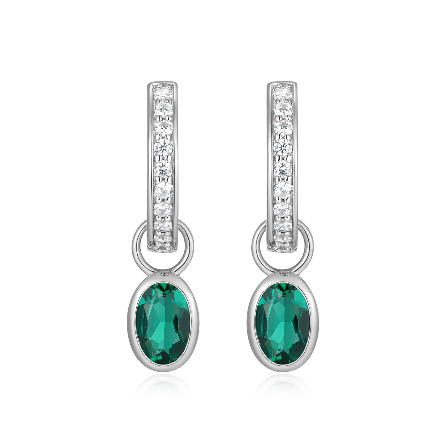 BE0225W - May Birthstone Charm Huggie Earrings | m by monte luna