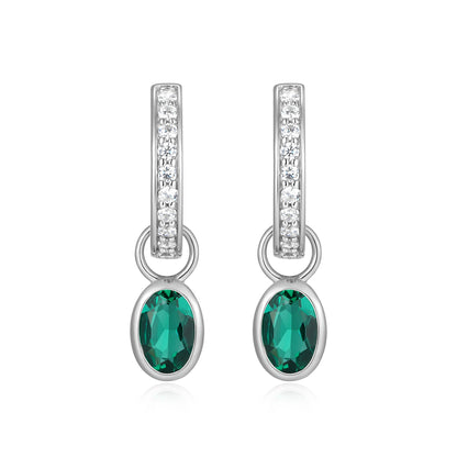 BE0225W - May Birthstone Charm Huggie Earrings | m by monte luna