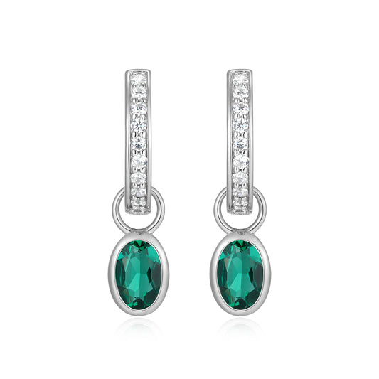 BE0225W - May Birthstone Charm Huggie Earrings | m by monte luna