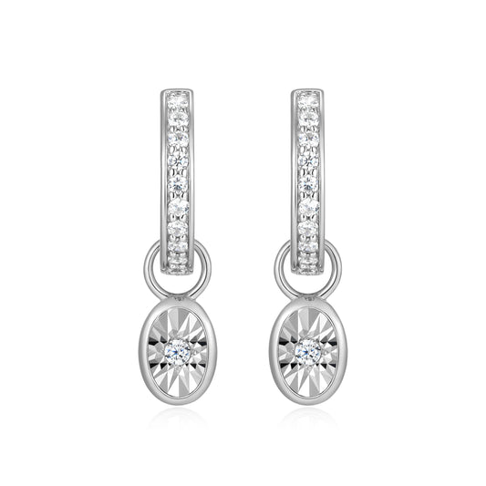 BE0224W - April Birthstone Charm Huggie Earrings | m by monte luna