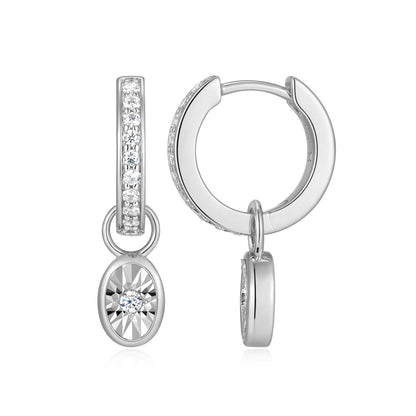 BE0224W - April Birthstone Charm Huggie Earrings | m by monte luna
