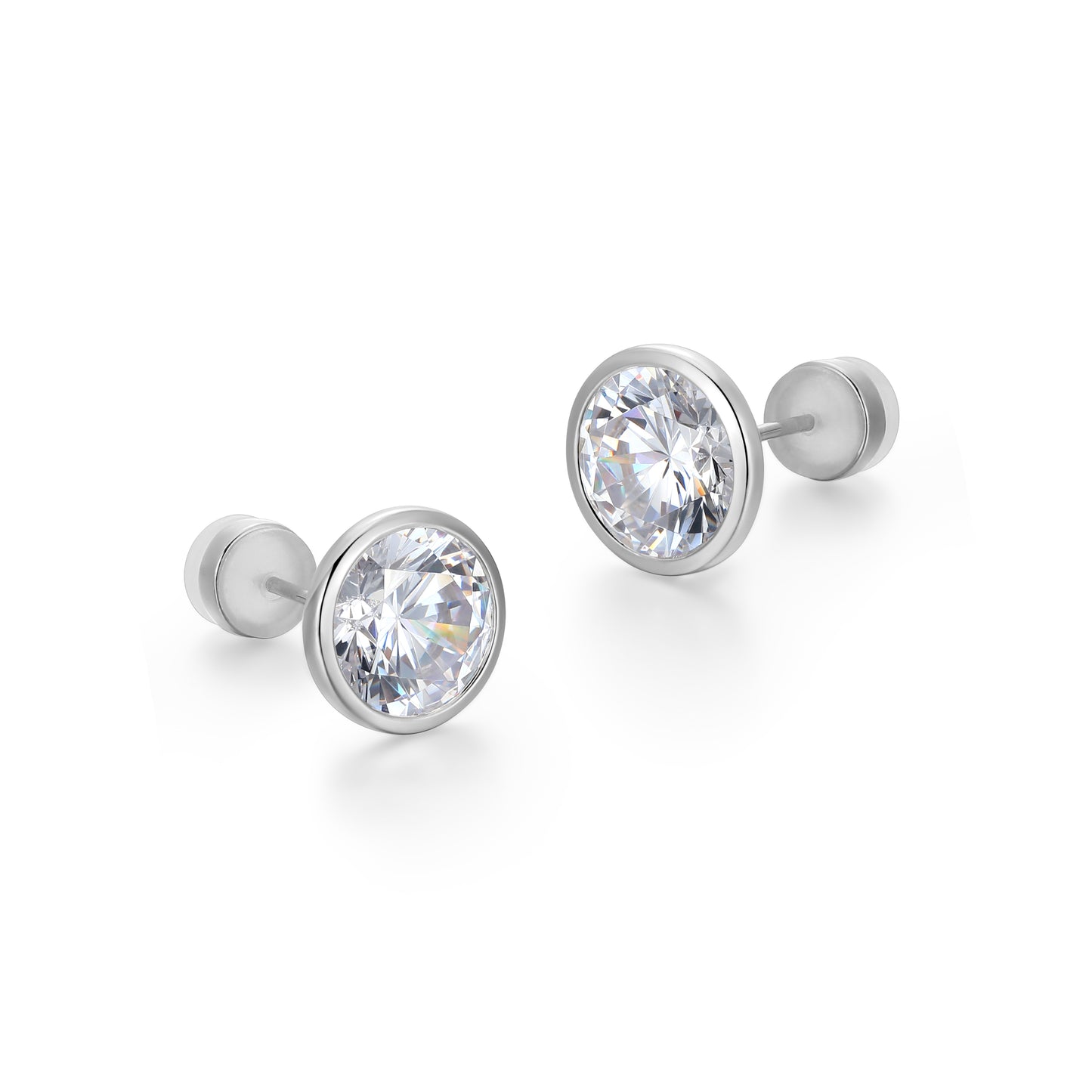 RE0183W - Round-Cut CZ Stud Earrings | reign