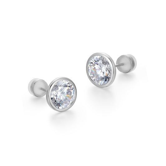 RE0183W - Round-Cut CZ Stud Earrings | reign