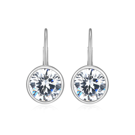 RE0182W - Round-Cut CZ Leverback Earrings | reign