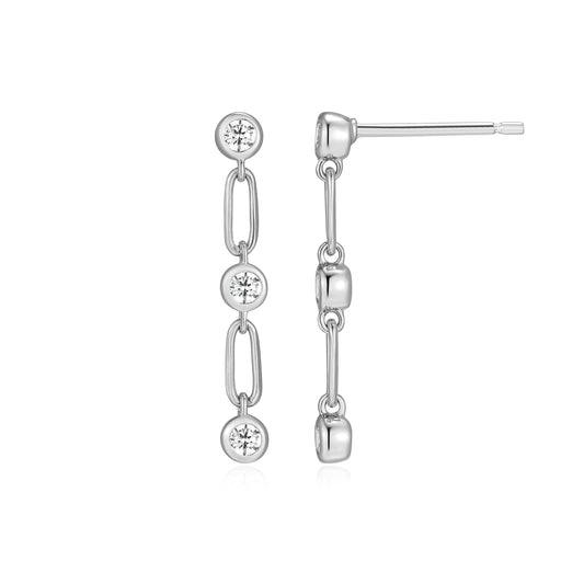 BE0262W - Trio Bezel-Set Lab-Created Diamond Drop Earrings | m by monte luna