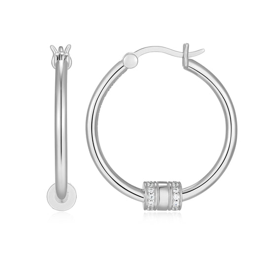 BE0273W - Rondelle Lab-Created Hoop Earrings | m by monte luna