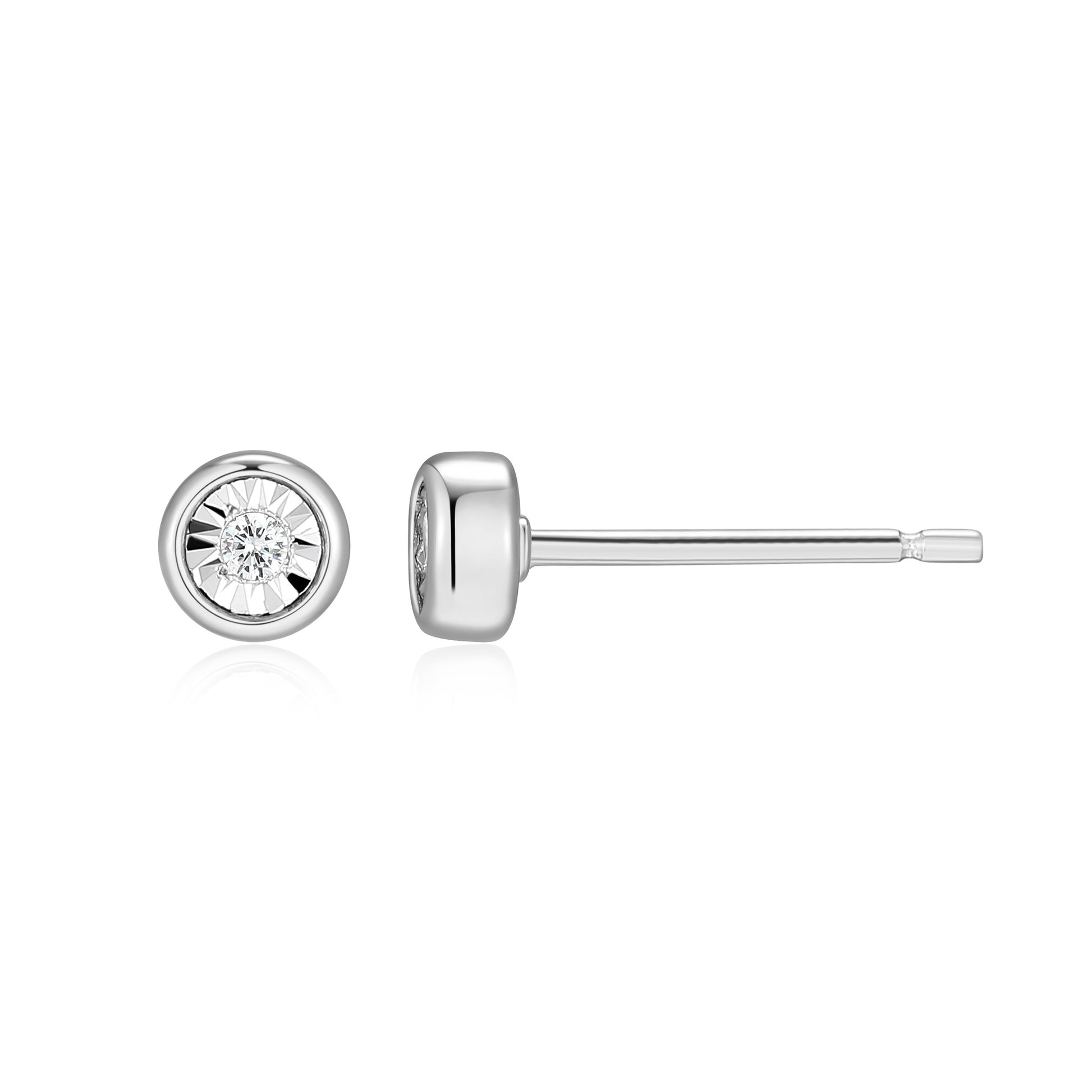 BE0258W - Small Bezel-Set Lab-Created Diamond Stud Earrings | m by monte luna