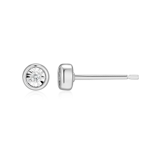 BE0258W - Small Bezel-Set Lab-Created Diamond Stud Earrings | m by monte luna