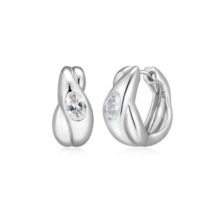 RE0236W - Tapered Crossover Huggie Hoop Earrings | reign