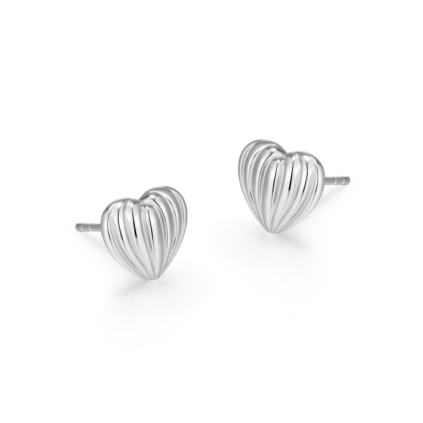 RE0199W - Ridged Heart Stud Earrings | reign