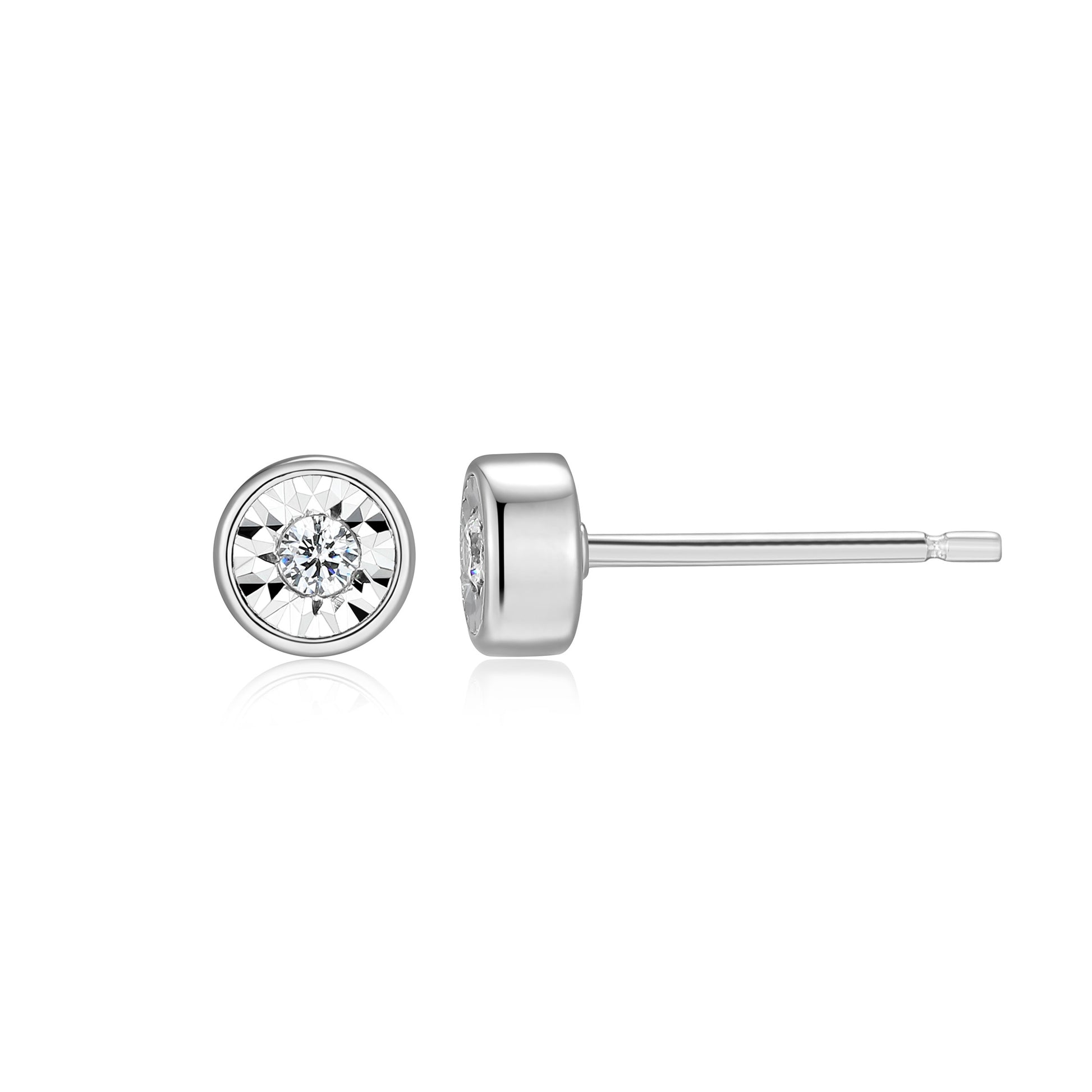 BE0259W - Medium Bezel-Set Lab-Created Diamond Stud Earrings | m by monte luna
