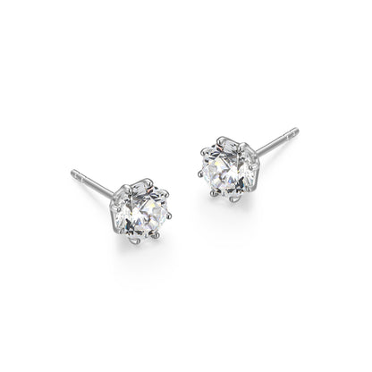 RE0187W - 8-Prong Round-Cut CZ Stud Earrings | reign