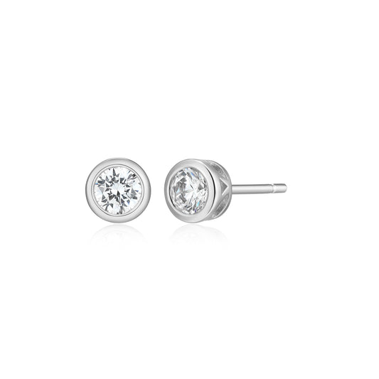 ME0143W - Bezel Solitaire 1/2 CTTW Stud Earrings | Monte Luna