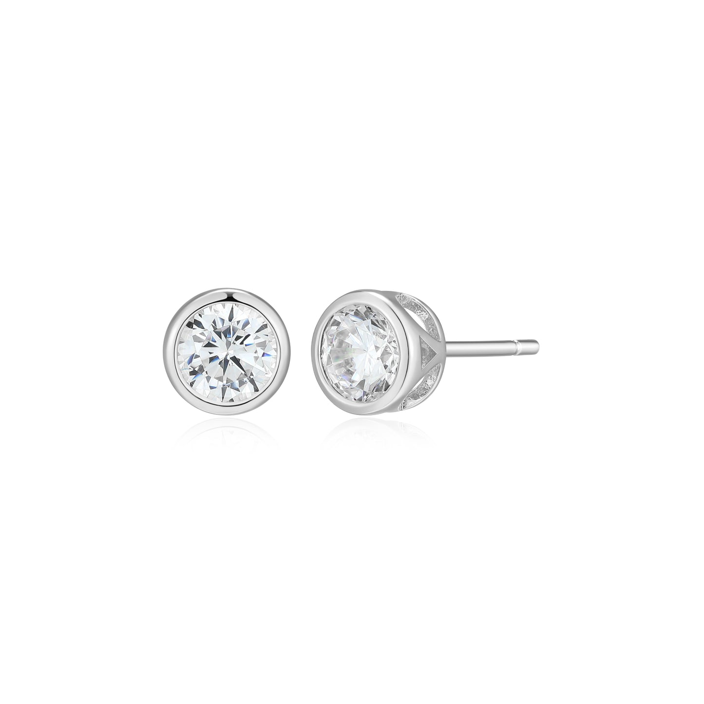 ME0144W - Bezel Solitaire 1.0 CTTW Stud Earrings | Monte Luna