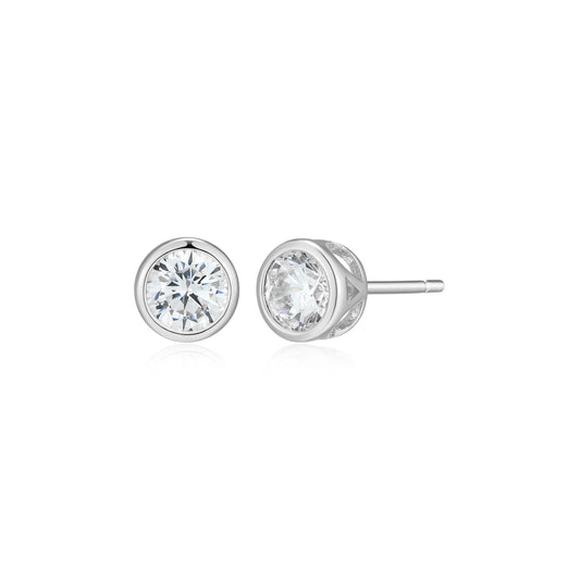 ME0144W - Bezel Solitaire 1.0 CTTW Stud Earrings | Monte Luna