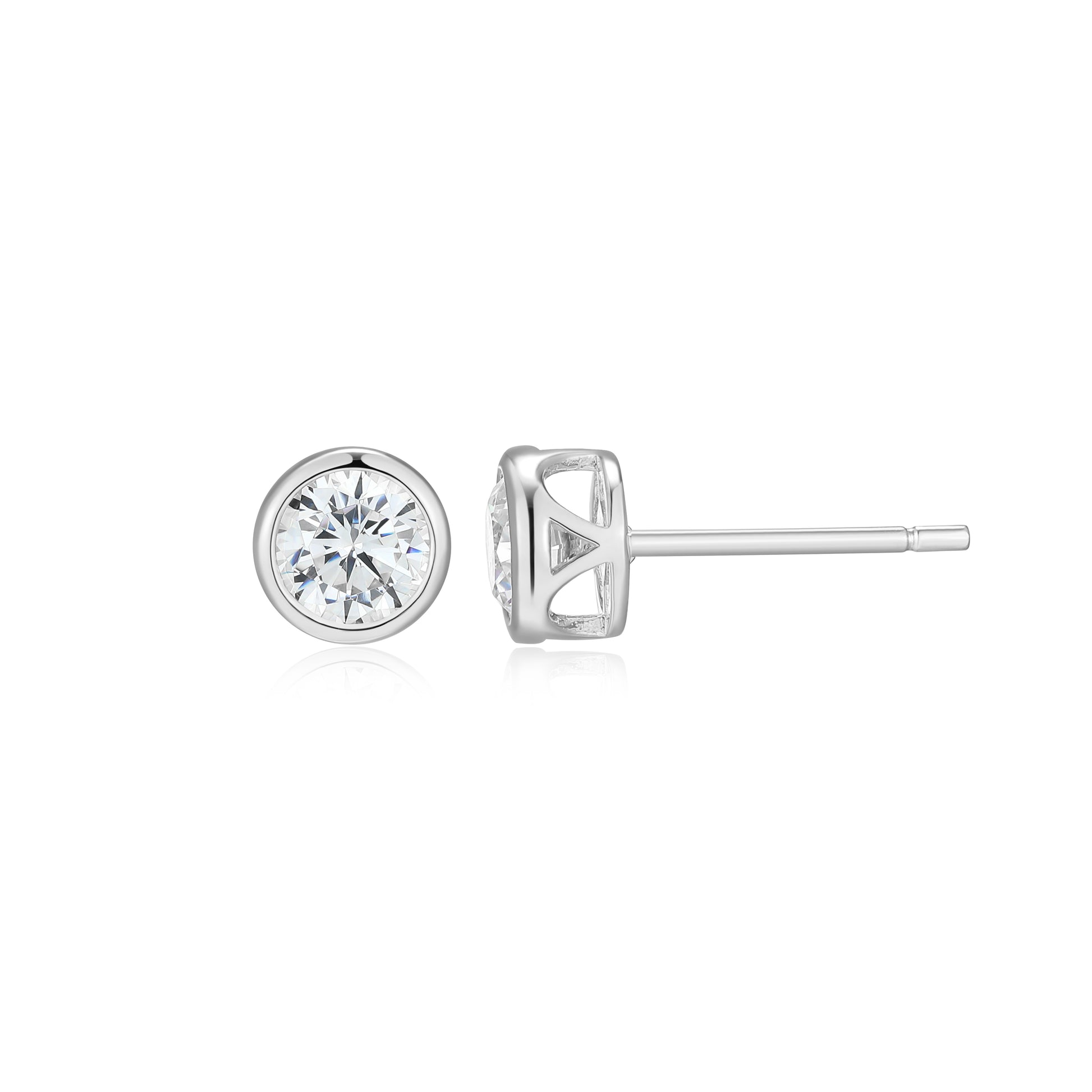 ME0144W - Bezel Solitaire 1.0 CTTW Stud Earrings | Monte Luna