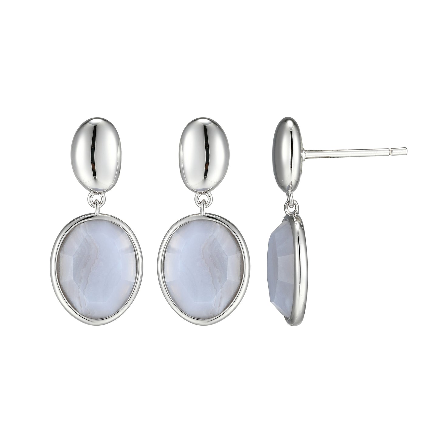 LE0239 - Riviere Blue Lace Agate Drop Earrings | elle