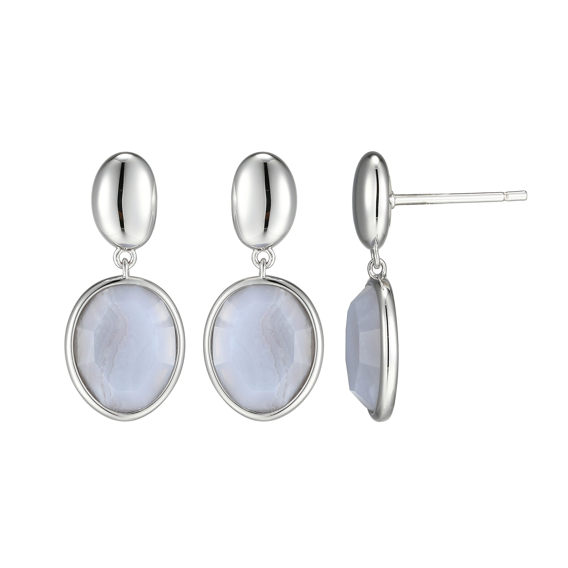 LE0239 - Riviere Blue Lace Agate Drop Earrings | elle