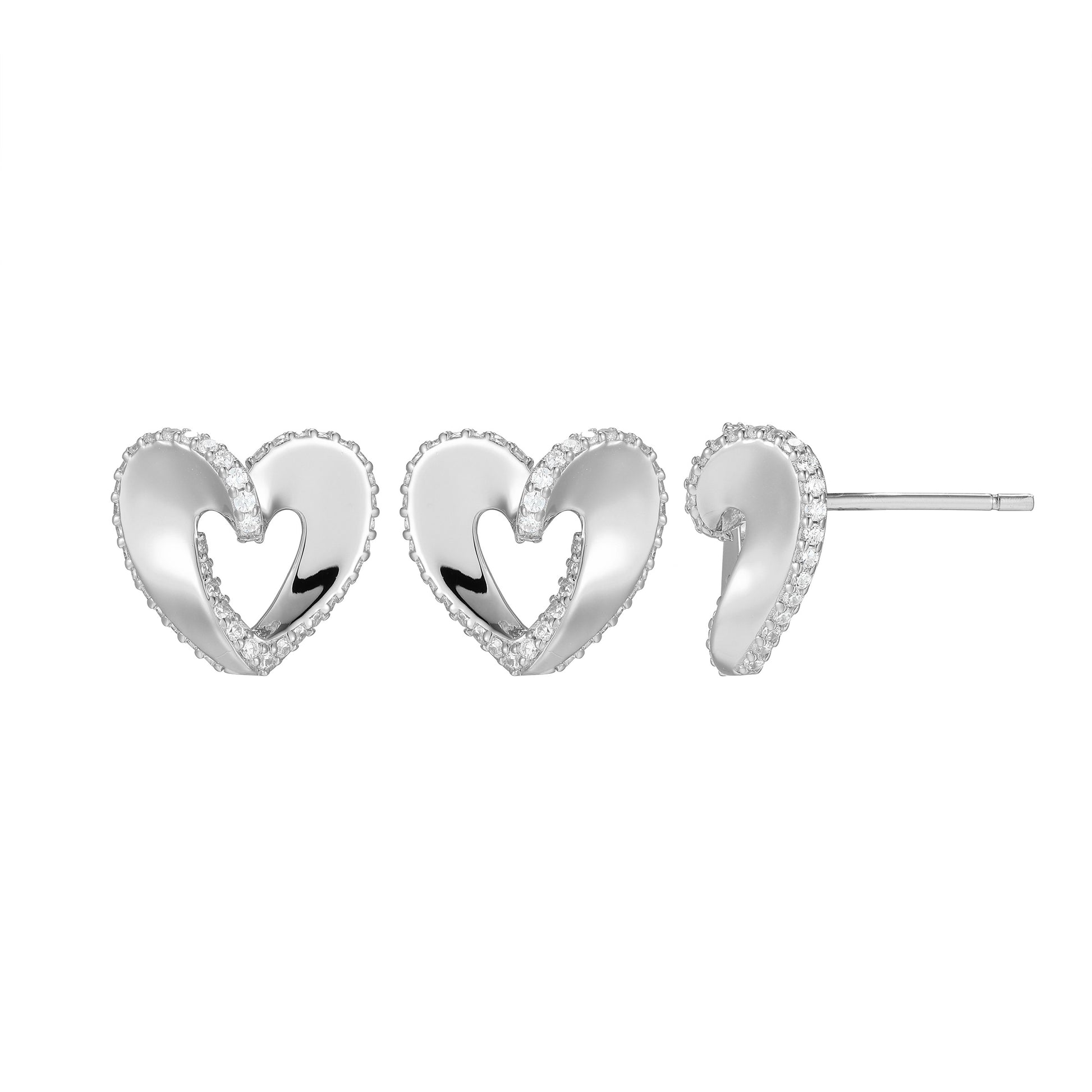 LE0249 - Ribbon Heart Stud Earrings | elle