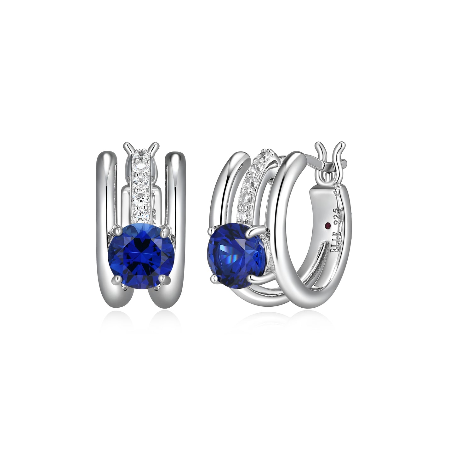 LE0293 - Created Blue Sapphire Spotlight Hoop Earrings | elle