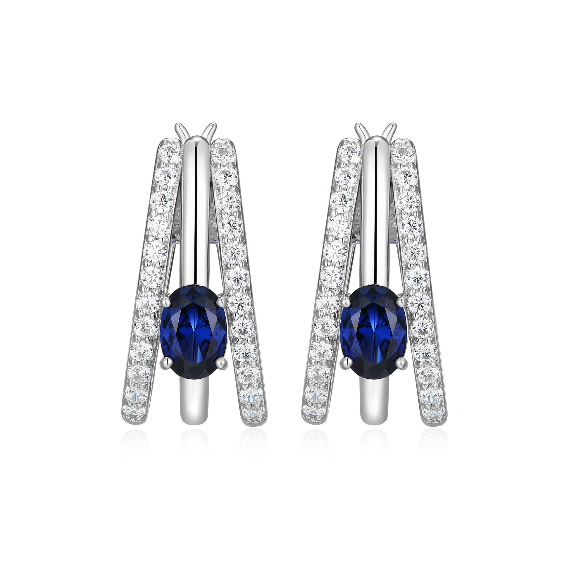 LE0294 - Created Blue Sapphire Radiance Pavé Hoops | elle