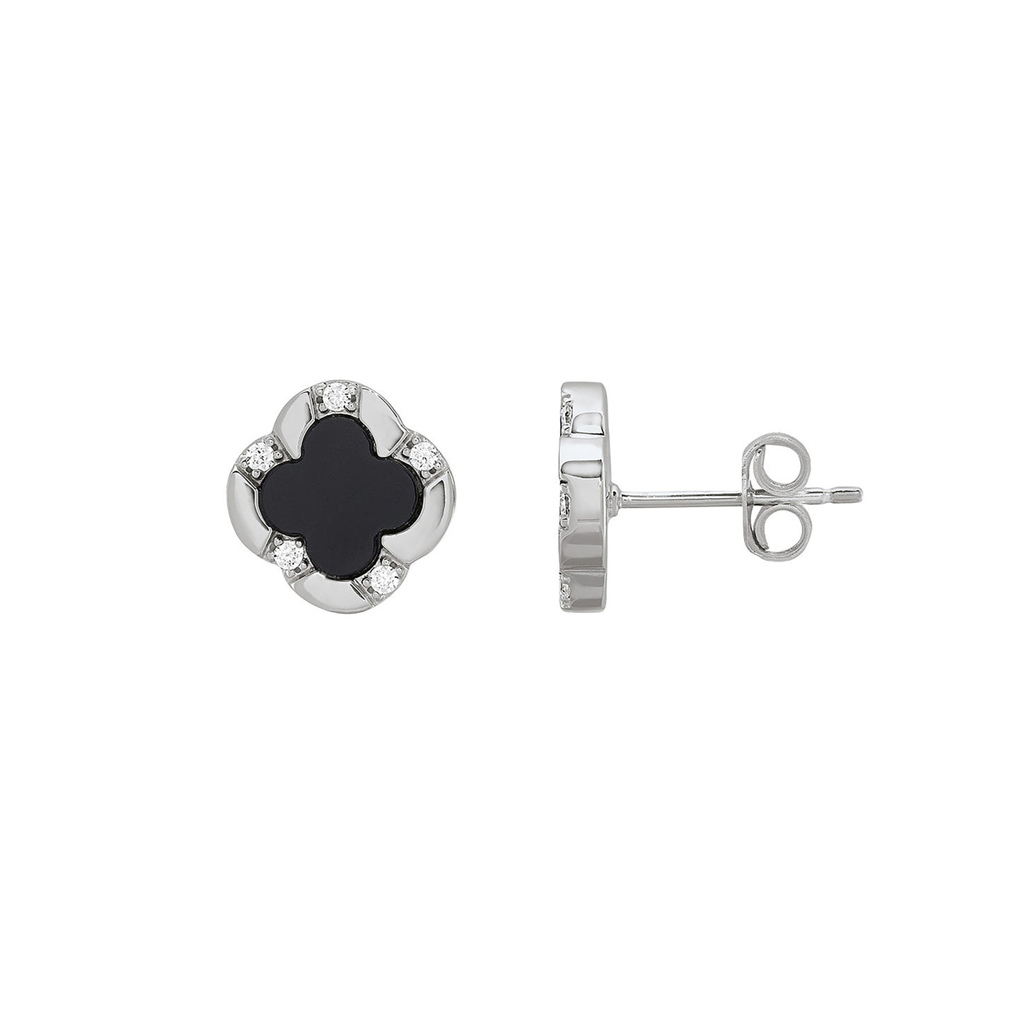 CE0197 - Black Onyx Clover Stud Earrings | charles garnier