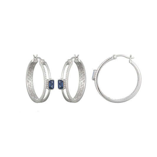 CE0208 - Split-Band Lab-Created Blue Sapphire Hoop Earrings | charles garnier