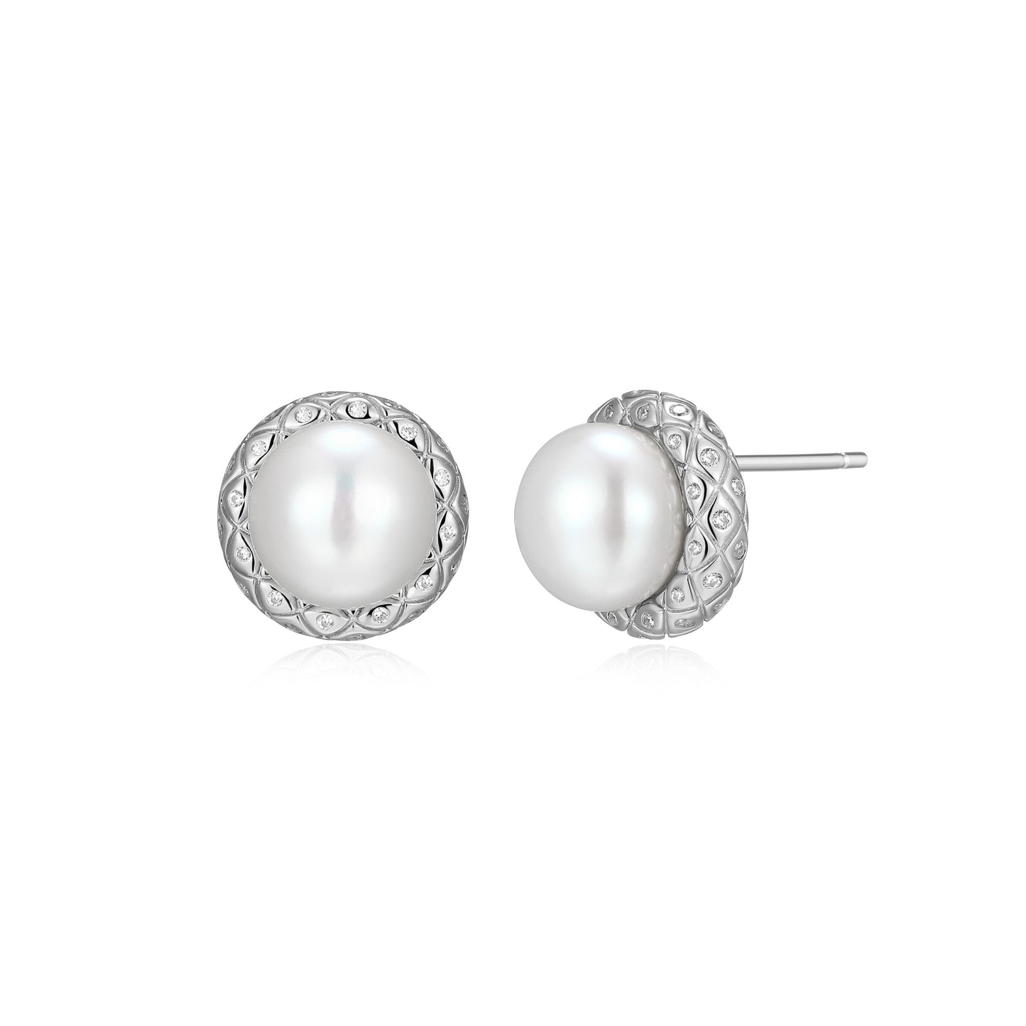 CE0215 - Quilted Freshwater Pearl Stud Earrings | Paris 1901