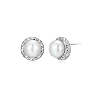 CE0215 - Quilted Freshwater Pearl Stud Earrings | Paris 1901