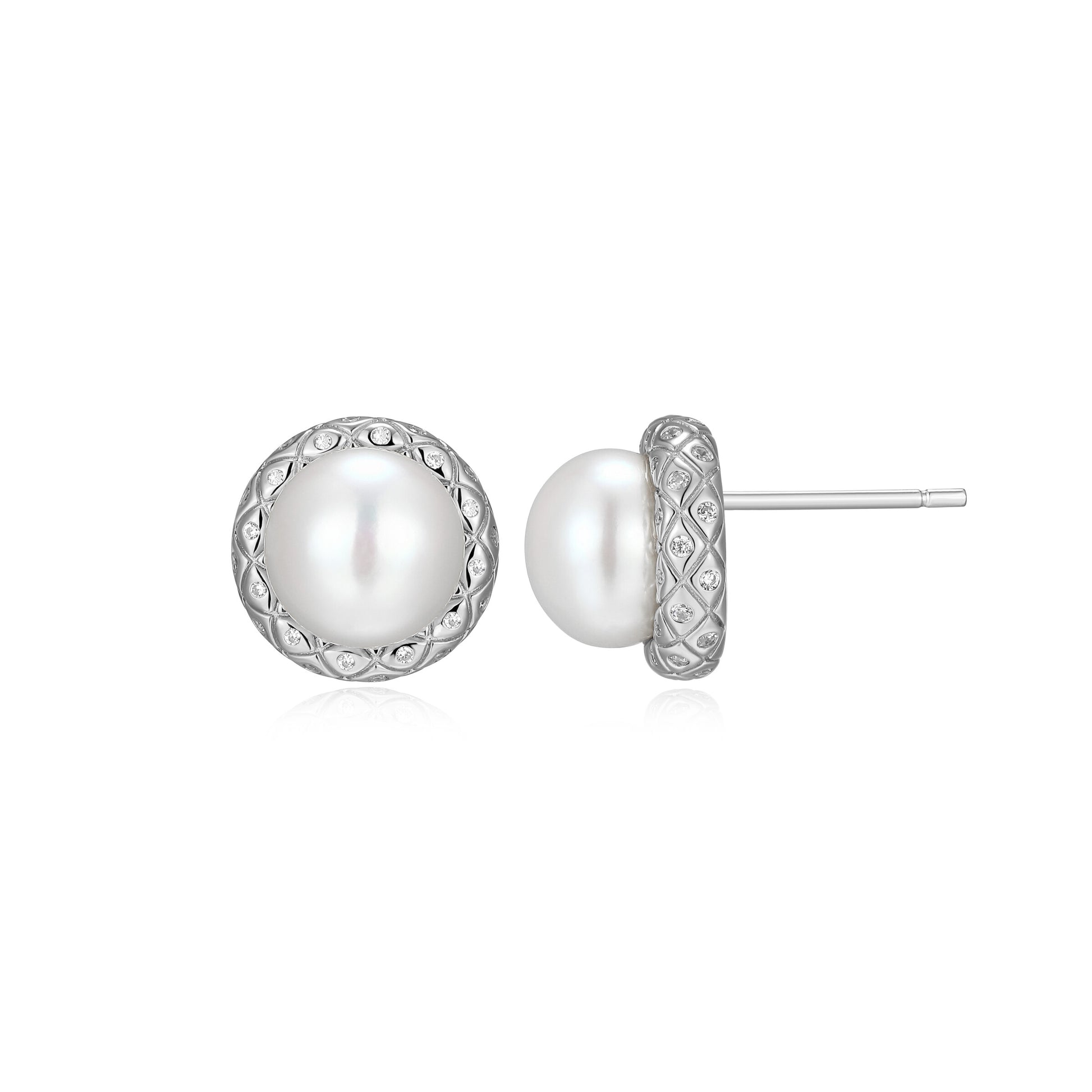 CE0215 - Quilted Freshwater Pearl Stud Earrings | Paris 1901