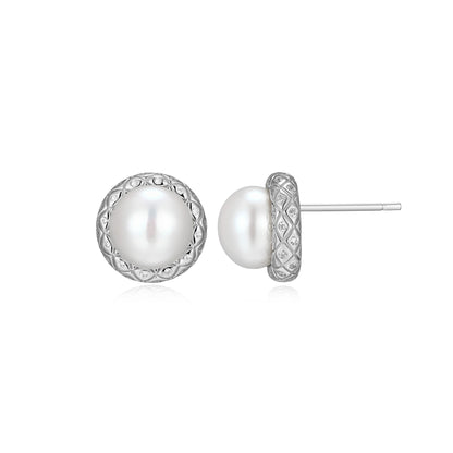 CE0215 - Quilted Freshwater Pearl Stud Earrings | Paris 1901