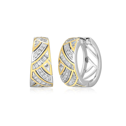 CE0225 - Two-Tone Baguette Hoop Earrings | Paris 1901