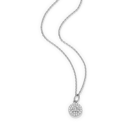 Lotus Tag Pendant Necklace in Rhodium-Plated Sterling Silver | M by Monte Luna